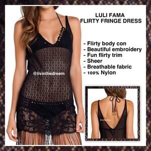 Luli Fama Flirty Fringe Dress SZ S $140